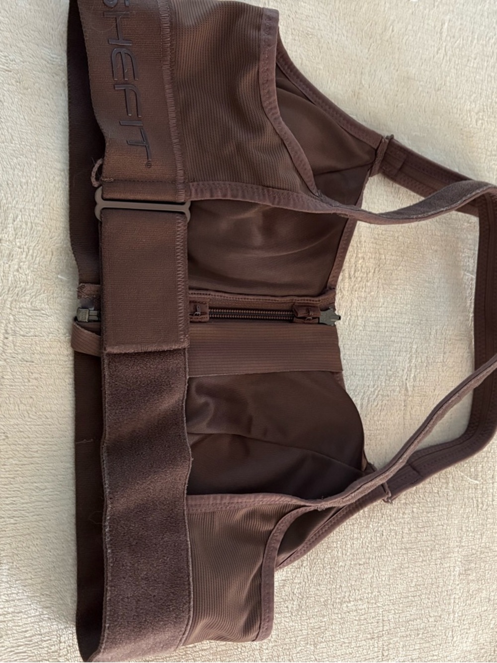 SHEFIT Chocolate Brown Front-Zip Adjustable Sports Bra